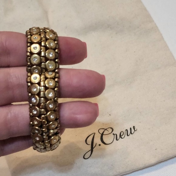 J. Crew brushed gold tone jeweled stretch bracelet - Picture 3 of 12